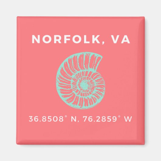 Nautical Button Magnet - Koordinaten von Norfolk V (Vorne)