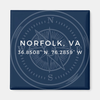 Nautical Button Magnet - Koordinaten von Norfolk V