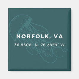 Nautical Button Magnet - Koordinaten von Norfolk V
