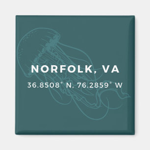 Nautical Button Magnet - Koordinaten von Norfolk V