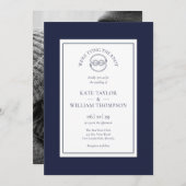 Nautical Bying The Knot Navy Blue Wedding Foto Einladung (Vorne/Hinten)