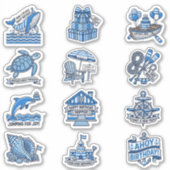 Nautical Cabana Sailor Birthday Sticker Sheet Set (Vorderseite)