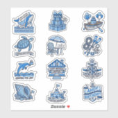 Nautical Cabana Sailor Birthday Sticker Sheet Set (Blatt)