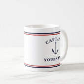 Nautical Captain Anchor Ihr Name in Block-Tasse Kaffeetasse (VorderseiteRechts)