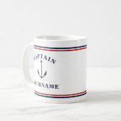 Nautical Captain Anchor Ihr Name in Block-Tasse Kaffeetasse (Vorderseite Links)