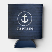 Nautical Captain Anchor Rope Blue Wood Dosenkühler (Vorderseite)