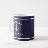 Nautical Captain Anchor Your Name Navy Blue Tasse (Vorderseite Links)