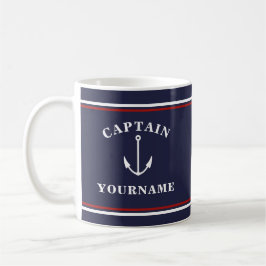 Nautical Captain Anchor Your Name Navy Blue Tasse