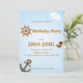 Nautical Captain Baby Boy First Birthday Invitatio Einladung (Stehend Vorderseite)