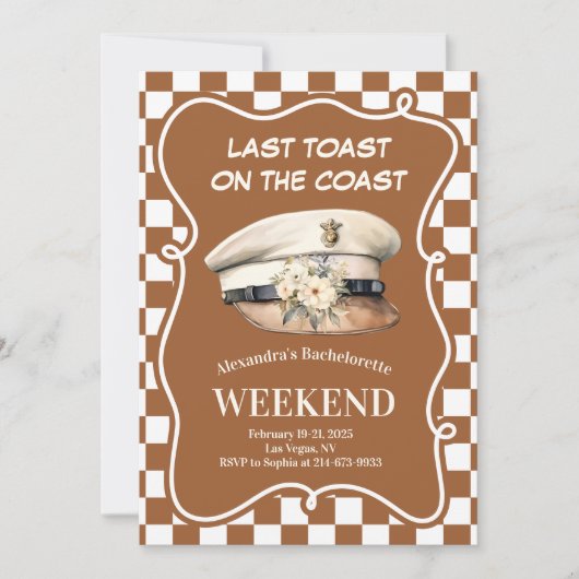 Nautical Captain Hat Bachelorette Einladung (Vorderseite)