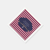 Nautical Captain Hat Birthday Navy & Red Stripes K Serviette (Ecke)