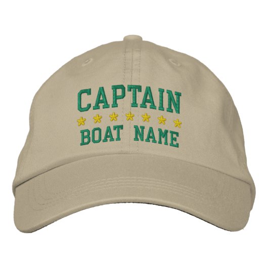 Nautical Captain Ihr Boot Name Khaki Cap Bestickte Kappe (Vorderseite)