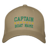 Nautical Captain Khaki Ihr Bootname Bestickte Baseballkappe (Vorderseite)