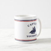 Nautical Captain Sailboat Ihr Name in Block-Tasse Kaffeetasse (VorderseiteRechts)