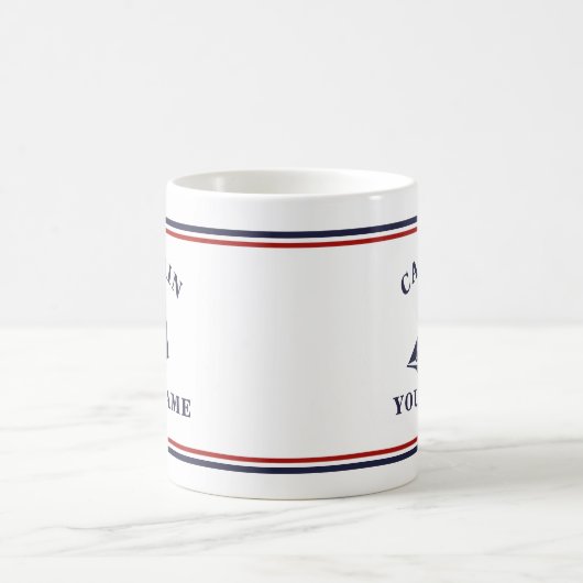 Nautical Captain Sailboat Ihr Name in Block-Tasse Kaffeetasse (Mittel)
