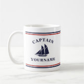 Nautical Captain Sailboat Ihr Name in Block-Tasse Kaffeetasse (Links)