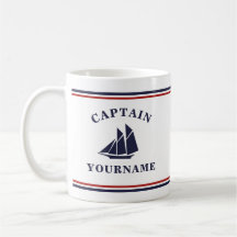 Nautical Captain Sailboat Ihr Name in Block-Tasse