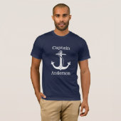Nautical Captain White Anchor Personalisiert T-Shirt (Vorne ganz)