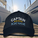 Nautical Captain Your Boat Name Personalized Cap  Bestickte Baseballkappe<br><div class="desc">Nautical Captain Your Boat Name Personalized Cap Dark Blue</div>