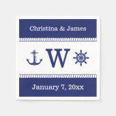 Nautical Captains Wheel Anchor Add Names Monogram Serviette (Vorderseite)