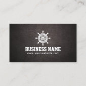 Nautical Captains Wheel Elegant Dark Leather Visitenkarte (Vorderseite)