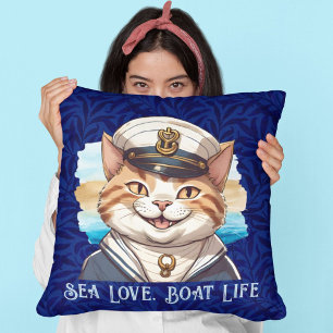 Nautical Cat Geschenke für Bootseigner Segler Kissen