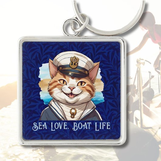 Nautical Cat Geschenke für Bootseigner Segler Schlüsselanhänger