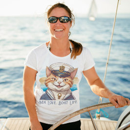 Nautical Cat Geschenke für Bootseigner Segler T-Shirt