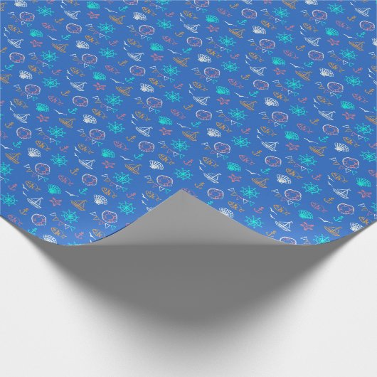 Nautical Chalk Zeichnend Muster Geschenkpapier (Ecke)