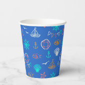 Nautical Chalk Zeichnend Muster Pappbecher (Rückseite)