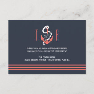 Nautical Chic Wedding Reception Card Begleitkarte