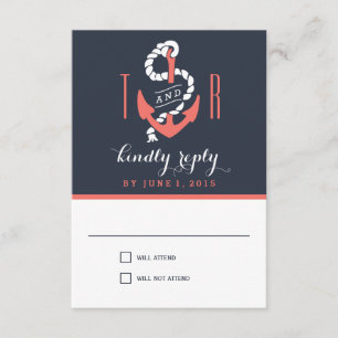 Nautical Chic Wedding Response / RSVP Cards Karte