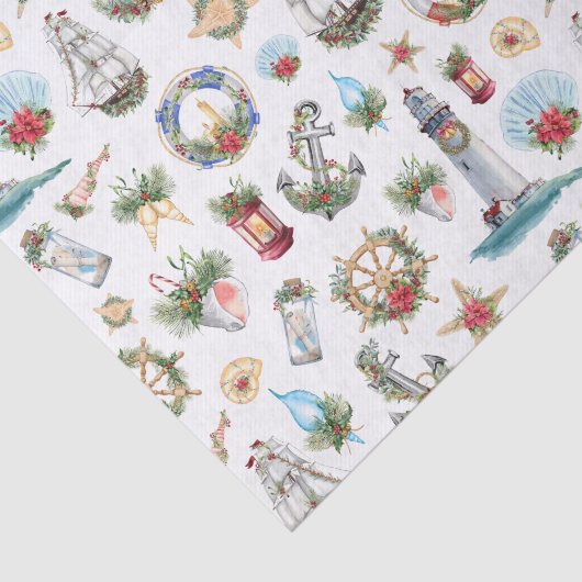 Nautical Christmas Beach Coastal Seidenpapier (Ausschnitt)