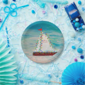 Nautical Christmas Sailboats harbor parade Pappteller (Party)