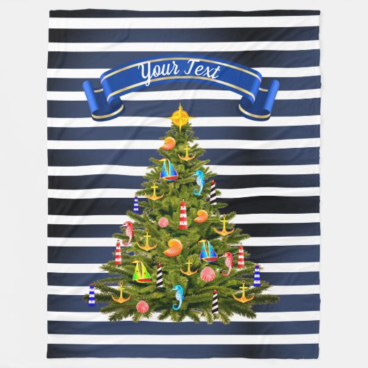 Nautical Christmas Tree Custom Fleecedecke (Vorderseite)
