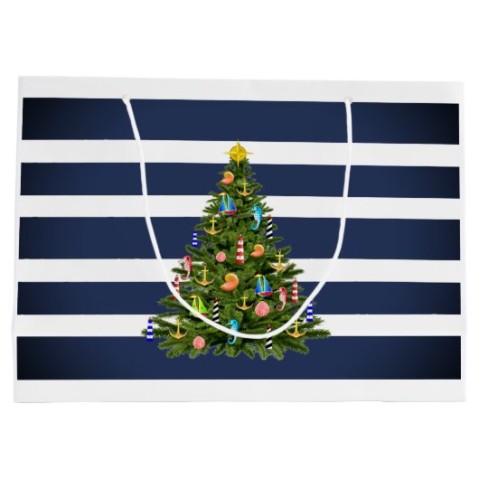 Nautical Christmas Tree Custom Große Geschenktüte (Rückseite)