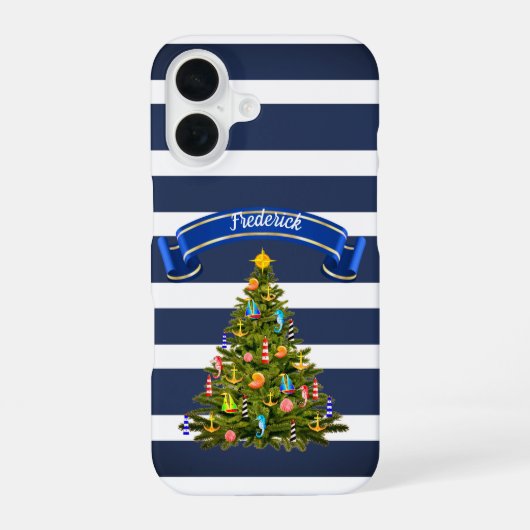 Nautical Christmas Tree Custom iPhone 16 Hülle (Rückseite)