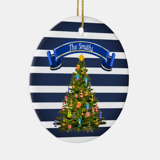 Nautical Christmas Tree Custom Keramik Ornament (Rechts)