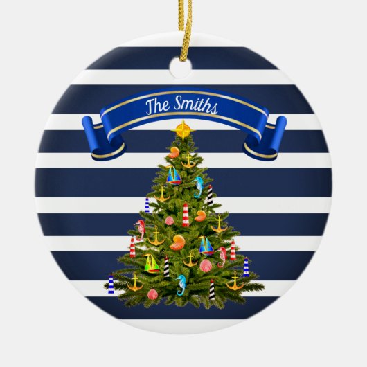Nautical Christmas Tree Custom Keramik Ornament (Vorne)