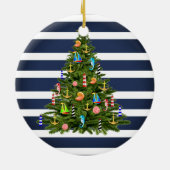 Nautical Christmas Tree Custom Keramik Ornament (Hinten)