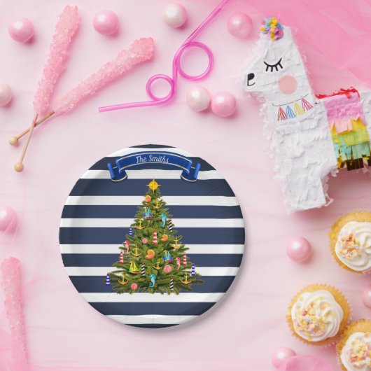 Nautical Christmas Tree Custom Pappteller (Party)