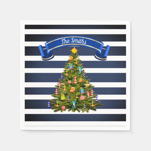 Nautical Christmas Tree Custom Serviette (Vorderseite)