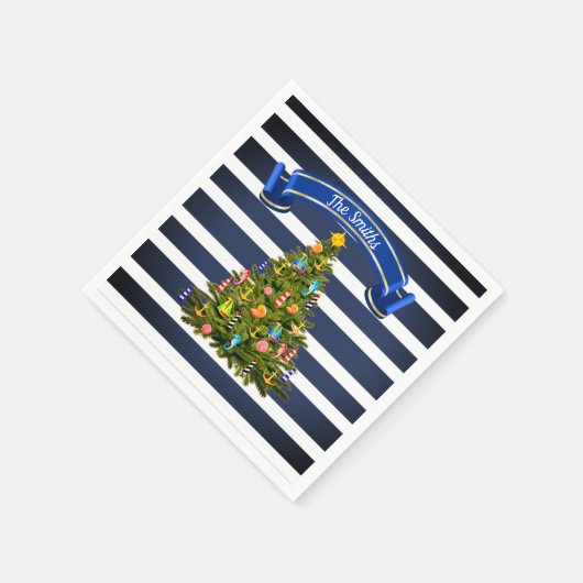 Nautical Christmas Tree Custom Serviette (Ecke)