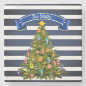 Nautical Christmas Tree Custom Steinuntersetzer (Vorderseite)