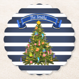 Nautical Christmas Tree Custom Untersetzer