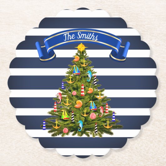 Nautical Christmas Tree Custom Untersetzer (Vorderseite)