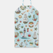 Nautical Christmas Watercolor Segelschiff Geschenkanhänger (Rückseite)