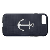 Nautical Chrome Anker auf Carbon Fibre Print Case-Mate iPhone Hülle (Rückseite (Horizontal))
