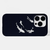 Nautical Chrome Haie auf Carbon Fibre Print Case-Mate iPhone Hülle (Rückseite (Horizontal))