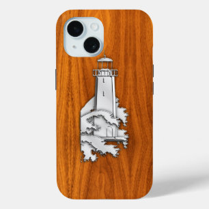 Nautical Chrome Lighthouse auf Teak Wood Print Case-Mate iPhone Hülle